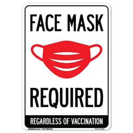 Signmission Public Safety Sign-Face Mask Required, Heavy Duty, 12" H, A-1218-22682 A-1218-22682